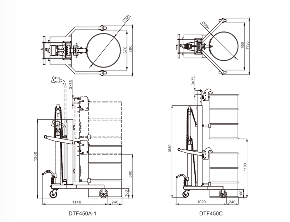 DTF450 hydraulic drum lifter